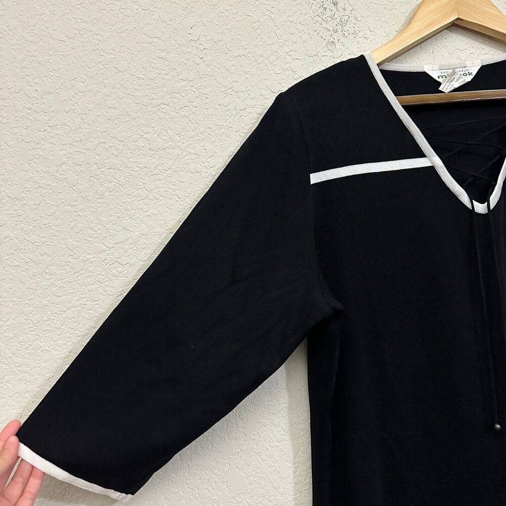 EXCLUSIVELY MISOOK Tunic Knit Top Black Padded Tassel Office Work - Picture 5 of 10